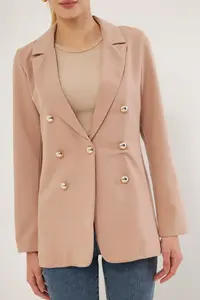 armonika Women Beige buttoned Jacket - Image 2