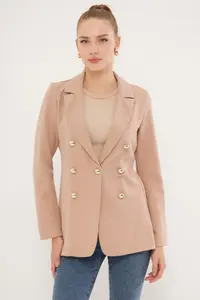 armonika Women Beige buttoned Jacket - Image 3