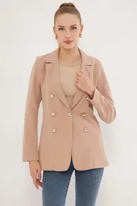 armonika Women Beige buttoned Jacket - Image 4
