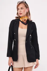 armonika Women Black buttoned Jacket - Image 3