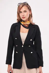 armonika Women Black buttoned Jacket - Image 4