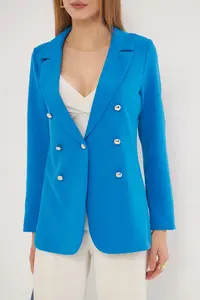 armonika Women Blue buttoned Jacket - Image 2