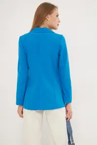 armonika Women Blue buttoned Jacket - Image 4