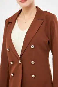 armonika Women Brown buttoned Jacket - Image 2