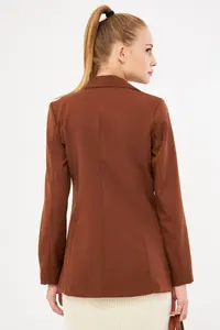 armonika Women Brown buttoned Jacket - Image 4