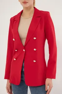 armonika Women Red buttoned Jacket - Image 2