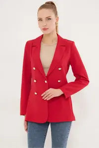 armonika Women Red buttoned Jacket - Image 3