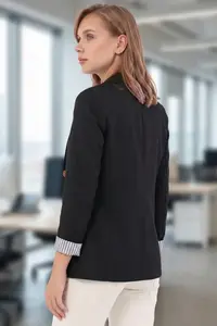 armonika Women's Black Inner Sleeve Striped Single Button Jacket - Image 2