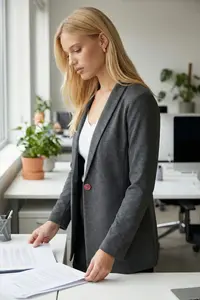 armonika Women's Dark Khaki Sleeve Inner Striped Single Button Jacket - Image 7