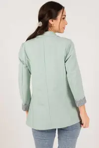 armonika Women's Mint Sleeve Striped Single Button Jacket - Image 8
