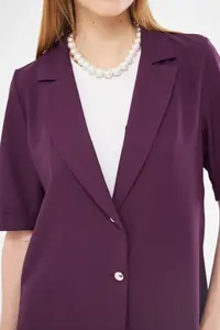 armonika Women Purple Short Sleeve Two-buttoned Oversized Jacket - Image 2