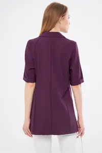 armonika Women Purple Short Sleeve Two-buttoned Oversized Jacket - Image 5