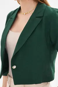 armonika Women Emerald Tek buttoned Crop Jacket - Image 3
