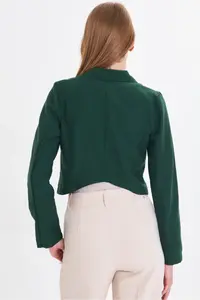 armonika Women Emerald Tek buttoned Crop Jacket - Image 5
