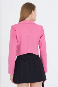 armonika Women Fuchsia Tek buttoned Crop Jacket Arm-23y001064 - Image 4