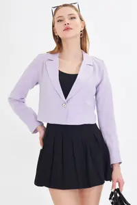 armonika Women Lilac Tek buttoned Crop Jacket Arm-23y001064 - Image 2