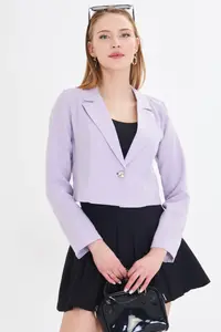 armonika Women Lilac Tek buttoned Crop Jacket Arm-23y001064 - Image 4