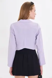 armonika Women Lilac Tek buttoned Crop Jacket Arm-23y001064 - Image 5