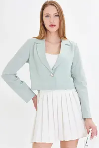 armonika Women Mint Tek buttoned Crop Jacket Arm-23y001064 - Image 2