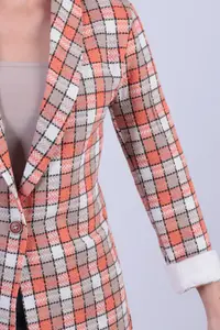 armonika Women's Mink Shawl Collar Sleeves Garnished Single Button Jacket - Image 4