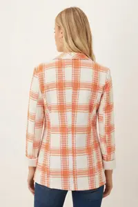 armonika Women's Orange Shawl Collar Sleeves Garnished Single Button Jacket - Image 3