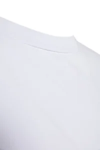 Trendyol Curve White Navy Blue Ribbed relaxed 100% Cotton Knitting T-Shirt - Image 6
