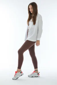 Domoda Brown High Waist, Ribbed, Elastic Interlock Waist Knitted Women's Tights @tivoli - Image 6