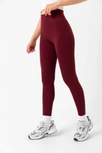 Domoda Burgundy High Waist, Ribbed, Elastic Interlock Waist Knitted Women's Tights @tivoli - Image 4