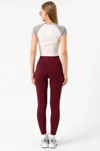 Domoda Burgundy High Waist, Ribbed, Elastic Interlock Waist Knitted Women's Tights @tivoli - Image 7