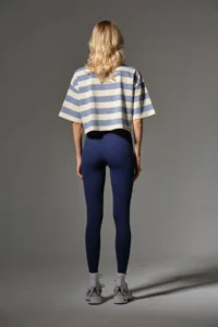 Domoda Night Blue High Waist, Ribbed, Elasticated Interlock Waist Knitted Women's Tights @tivoli - Image 7