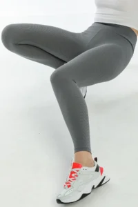 Domoda Gray High Waist, Ribbed, Elastic Interlock Waist Knitted Women's Tights @tivoli