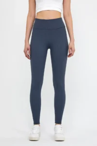 Domoda Indigo High Waist, Ribbed, Elastic Interlock Waist Knitted Women's Tights @tivoli - Image 2