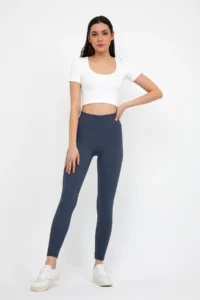 Domoda Indigo High Waist, Ribbed, Elastic Interlock Waist Knitted Women's Tights @tivoli - Image 3