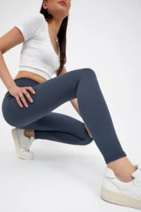 Domoda Indigo High Waist, Ribbed, Elastic Interlock Waist Knitted Women's Tights @tivoli - Image 4