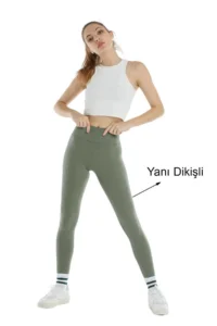 Domoda Mint Stitched High Waist, Ribbed, Elastic Interlock Waist Knitted Women's Leggings @tivoli