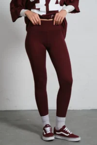 Domoda Burgundy High Waist, Comfortable Soft Winter Flexible Tights - Image 4
