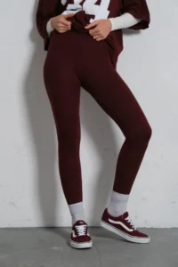 Domoda Burgundy High Waist, Comfortable Soft Winter Flexible Tights - Image 6
