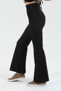 Domoda Black High Waist, Ribbed, Smoothing Camisole Spanish Fit And Flare Knitted Tights