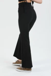 Domoda Black High Waist, Ribbed, Smoothing Camisole Spanish Fit And Flare Knitted Tights - Image 5