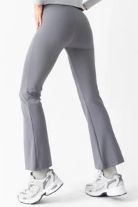 Domoda Gray High Waist, Ribbed, Smoothing Camisole Spanish Fit And Flare Knitted Tights - Image 6