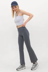 Domoda Indigo Indigo High Waist, Ribbed, Compact Camisole Spanish Fit And Flare Knitted Tights - Image 2