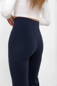Domoda Navy Blue High Waist, Ribbed, Comfortable Camisole Spanish Fit And Flare Knitted Tights - Image 4