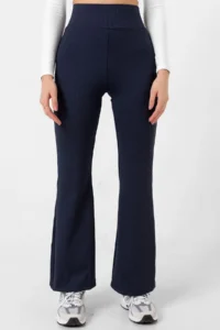 Domoda Navy Blue High Waist, Ribbed, Comfortable Camisole Spanish Fit And Flare Knitted Tights - Image 8