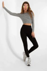 Domoda Black Warm High Waist, Diving Fabric with Raised Inside, Winter Flexible Women's Tights Roma