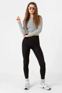 Domoda Black Warm High Waist, Diving Fabric with Raised Inside, Winter Flexible Women's Tights Roma - Image 3