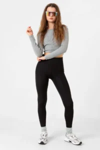 Domoda Black Warm High Waist, Diving Fabric with Raised Inside, Winter Flexible Women's Tights Roma - Image 4