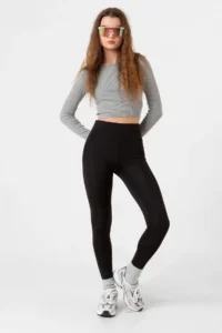 Domoda Black Warm High Waist, Diving Fabric with Raised Inside, Winter Flexible Women's Tights Roma - Image 7