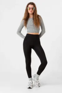 Domoda Black Warm High Waist, Diving Fabric with Raised Inside, Winter Flexible Women's Tights Roma - Image 8