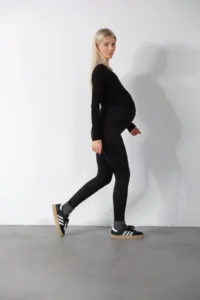 Domoda Black Adjustable Elastic, High Waist Women's Maternity, Women's Pregnant Tights @pesaro - Image 3