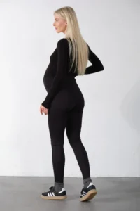 Domoda Black Adjustable Elastic, High Waist Women's Maternity, Women's Pregnant Tights @pesaro - Image 6